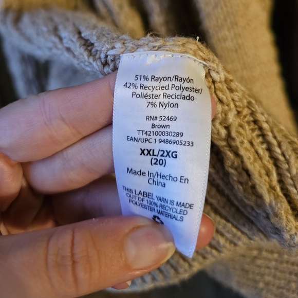 Beige Cable Knit Open Front Cardigan - Picture 4 of 4